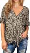 women's waffle knit tunic blouse: tie knot, short sleeve henley tops with loose fitting bat wing shirts by iwollence logo