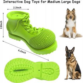 img 1 attached to Прочная и прочная жевательная игрушка в форме обуви для крупных собак, уменьшающая образование зубного налета и зубного камня, резиновая скрипучая жевательная игрушка для чистки зубов, AikoPets (травяно-зеленый цвет)
