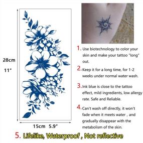 img 1 attached to Glaryyears Semi Permanent Tattoos For Women Girls, 4 Pack Kit Large Realistic Long Lasting Temporary Tattoo Looks Like Real Makeup, Cool Flowers Letters On Body Chest Underboob Tramp Stamp Lower Back