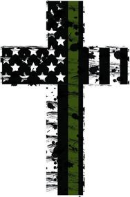 img 1 attached to 🚓 Thin Green Line Crosses - K9King Subdued US Flag Reflective Decal