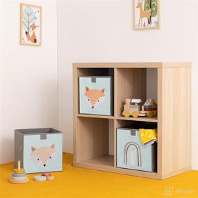 img 3 attached to 🦊 Organize Your Child's Space with Navaris Kids Storage Cubes – Set of 3 Animal Design Boxes – Fun and Practical Children's Cube Bins Fabric Organizer Bin in Green Fox