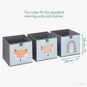 img 1 attached to 🦊 Organize Your Child's Space with Navaris Kids Storage Cubes – Set of 3 Animal Design Boxes – Fun and Practical Children's Cube Bins Fabric Organizer Bin in Green Fox