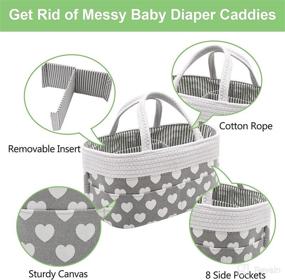 img 2 attached to 👶 Chengruishun Baby Diaper Caddy Organizer - Grey Rope Basket for Changing Table, Crib, and Portable Nursery Storage Bin - Newborn Registry Gift and Shower Stackers & Caddie for Boys