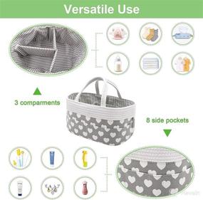 img 1 attached to 👶 Chengruishun Baby Diaper Caddy Organizer - Grey Rope Basket for Changing Table, Crib, and Portable Nursery Storage Bin - Newborn Registry Gift and Shower Stackers & Caddie for Boys