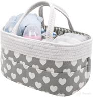 👶 chengruishun baby diaper caddy organizer - grey rope basket for changing table, crib, and portable nursery storage bin - newborn registry gift and shower stackers & caddie for boys логотип