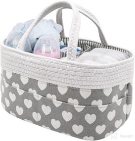 img 4 attached to 👶 Chengruishun Baby Diaper Caddy Organizer - Grey Rope Basket for Changing Table, Crib, and Portable Nursery Storage Bin - Newborn Registry Gift and Shower Stackers & Caddie for Boys