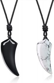 img 4 attached to Unique Wolf Tooth Amulet Stone Couples Pendant Necklaces - Perfect Matching Gift!