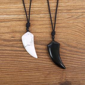 img 1 attached to Unique Wolf Tooth Amulet Stone Couples Pendant Necklaces - Perfect Matching Gift!