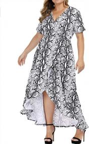 img 1 attached to Women Plus Size Maxi Dress Snakeskin Wrap V Neck Summer Casual Flowy Long Dresses - ALLEGRACE