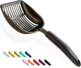 img 4 attached to 🐱 WePet Cat Litter Scoop: Non Stick Sifter, Deep Shovel, Long Handle, Coated Black Body - Ultimate Kitten Pooper Lifter