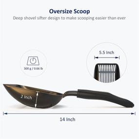 img 2 attached to 🐱 WePet Cat Litter Scoop: Non Stick Sifter, Deep Shovel, Long Handle, Coated Black Body - Ultimate Kitten Pooper Lifter