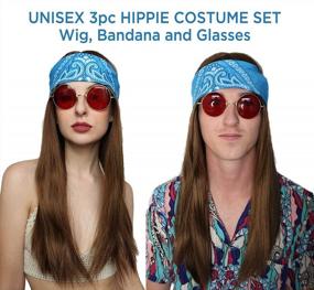 img 1 attached to Get Groovy With ALLAURA'S Long Brown Hippie Wig Set – Perfect For 60S 70S Costume Parties!