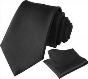 img 4 attached to Kajeer Classic Solid Color Tie And Pocket Square Set: Perfect For The Stylish Man!