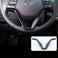 hyundai tucson 3rd generation 2015-2020 lhd black carbon fiber steering wheel sequins cover - interior trim sticker for car styling enhancement & accessories логотип