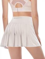 women's pleated tennis skorts: activewear running sport workout skirts with pockets shorts for golf & athletics логотип