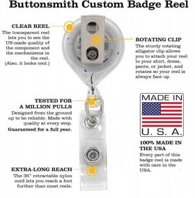 img 3 attached to Buttonsmith Hokusai Retractable Badge Reel With Alligator Clip - 36In Standard Duty Cord, Made In USA