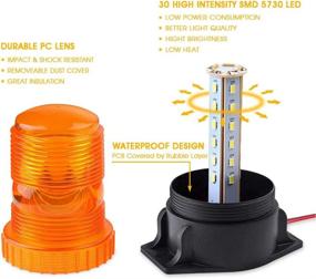 img 2 attached to 🚨 Enhanced AT-HAIHAN Amber Emergency Hazard Warning Beacon Rooftop Strobe Light - 15W, Waterproof, 30 LEDs, Ideal for Public Utility Vehicles, Construction Vehicles, Tow Trucks, and More.