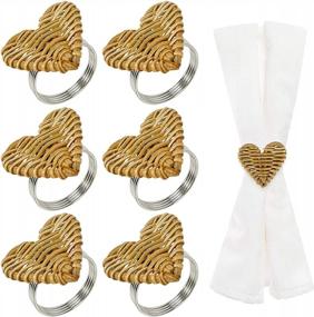 img 4 attached to Add Elegance To Your Table Setting With GZHOK Heart-Shaped Bamboo Napkin Rings - Perfect For Weddings And Special Occasions (Set Of 6, Brown Love)