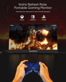 img 3 attached to Arzopa 15.6 inch Portable Monitor with 144Hz Refresh Rate, Blue Light Filter, Anti-Glare Coating, Built-In Speakers, and G1 Game Support
