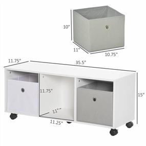 img 2 attached to Kids Rolling Cube Storage Unit - HOMCOM 3-Cube Toy Bin Organizer With Wheels, White