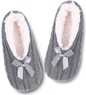 warm and cozy fuzzy slipper socks for women and girls with non-slip grippers - perfect for indoor use and soft sherpa comfort logo