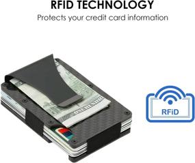 img 2 attached to Men'S Carbon Fiber Wallet With Metal Money Clip, RFID Aluminum Slim Cash Credit Card Holder