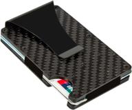 men's carbon fiber wallet with metal money clip, rfid aluminum slim cash credit card holder logo
