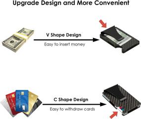 img 3 attached to Men'S Carbon Fiber Wallet With Metal Money Clip, RFID Aluminum Slim Cash Credit Card Holder