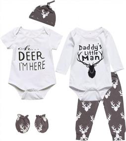 img 4 attached to Baby Boy Deer Outfit Mom And Dad Hunting Buddy Pant Set