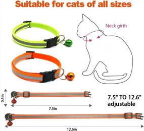 img 1 attached to NINEMAX 6 шт. ошейник для кошек светоотражающий нейлоновый ошейник для кошек с колокольчиком для защиты котенка, регулируемый от 7,5-12,6 "кошки
