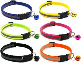 img 2 attached to NINEMAX 6 Pcs Cat Collar Reflective Nylon Collar For Cats With Bell For Kitten Protection, Adjustable From 7.5-12.6" Cats