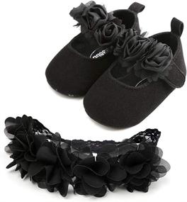 img 3 attached to Charming Isbasic Toddler Princess Christening Hairband Girls' Flats: Cute & Comfy Shoes