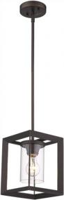 img 3 attached to Emliviar Modern Glass Pendant Light - Oil Rubbed Bronze With Clear Glass Shade & 42" Rod - 2083M1L ORB