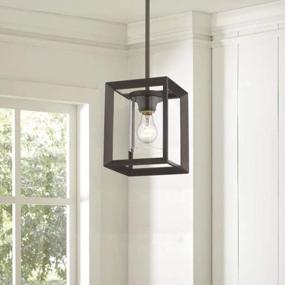 img 2 attached to Emliviar Modern Glass Pendant Light - Oil Rubbed Bronze With Clear Glass Shade & 42" Rod - 2083M1L ORB