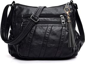 img 4 attached to ELDA Pocketbooks Leather Crossbody Shoulder Women's Handbags & Wallets ~ Crossbody Bags