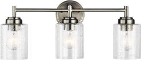 img 1 attached to 💡 KICHLER Winslow 21.5-inch 3 Light Vanity Fixture featuring Clear Seeded Glass in Brushed Nickel