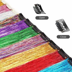 img 1 attached to 12Pcs 20In Rainbow Hair Glitter Tinsel Clip-In Extensions - FESHFEN Colorful Highlights Kit For Shiny, Sparkling Hair!