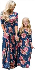 img 3 attached to Mommy & Me Matching Floral Maxi Dress Family Outfits Summer Casual Long Sundress