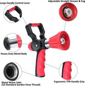 img 2 attached to STYDDI Heavy Duty Fireman Style Hose Nozzle With Ergonomic Rubber Grip And Adjustable Spray Patterns - Ideal For Car Washing, Patio Cleaning And More!