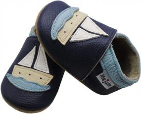img 1 attached to Soft Leather Baby Shoes: Mejale Moccasins Cartoon Butterfly Infant Toddler First Walker Slippers