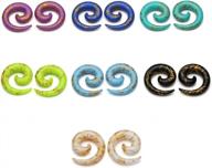 colorful uv acrylic snail taper ear stretching kit with 14 different sizes - piercingj logo