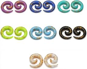img 3 attached to Colorful UV Acrylic Snail Taper Ear Stretching Kit With 14 Different Sizes - PiercingJ