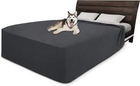 img 4 attached to Premium 100% Waterproof Fleece Bed Cover - Easy-Care Furniture Protector for Pets and Kids - Soft & Cozy Fabric - Reusable, Washable Incontinence Bed Under Pads - Queen Size, Dark Gray