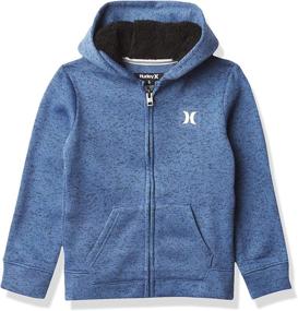 img 3 attached to Premium Black Heather Sleeve Hurley Sweatshirt for Boys - Trendy Fashion Hoodies & Sweatshirts