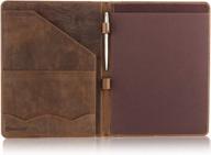 professional leather portfolio padfolio - resume folder w/ luxury pen & business card holder | moonster® logo