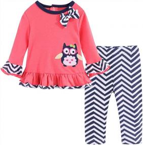 img 3 attached to Cute Baby Girl Outfit Set With Long Sleeve T-Shirt And Pants By LittleSpring