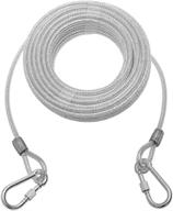 🐶 reflective 50ft dog tie out cable for dogs up to 250lbs - rust-proof training tether for medium to large dog chains outside - silver logo