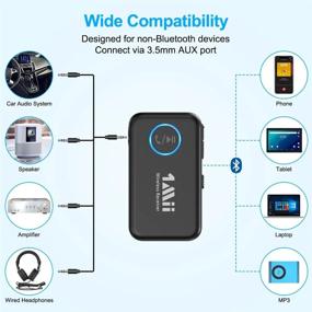 img 3 attached to 1Mii Bluetooth AUX Adapter For Car, Bluetooth 5.2 Wireless Audio Receiver For Home Stereo/Car Stereo/Wired Headphones/Speaker With Volume Control, Hands-Free Calls, Dual Connection, 13H Battery Life