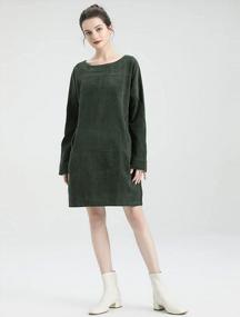 img 2 attached to Women'S Oversize Tunic Dress Corduroy Long Sleeve Tops W/ Pockets By Minibee