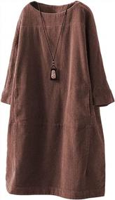 img 4 attached to Women'S Oversize Tunic Dress Corduroy Long Sleeve Tops W/ Pockets By Minibee